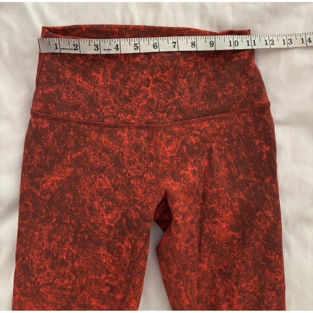 Lululemon Leggings Autumn Red Black 6 Wunder Train High Rise Gym Workout Marbled - Picture 14 of 16